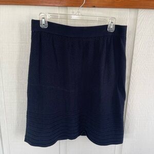 Blue Knee-Length Pleated Pencil Skirt for Work